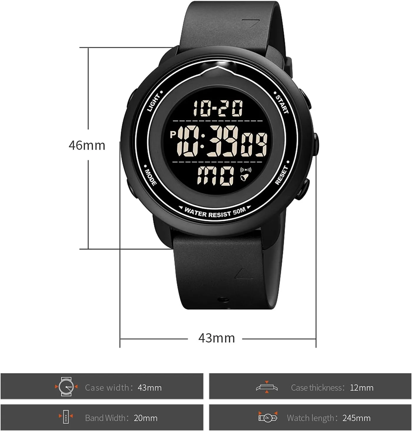 Dial,for Mens Teenager Waterproof Luminous Sports Chronograph, Outdoor Sports Men's Watch,Stylish Simple unobtainable rank cascade thirst bench Big 