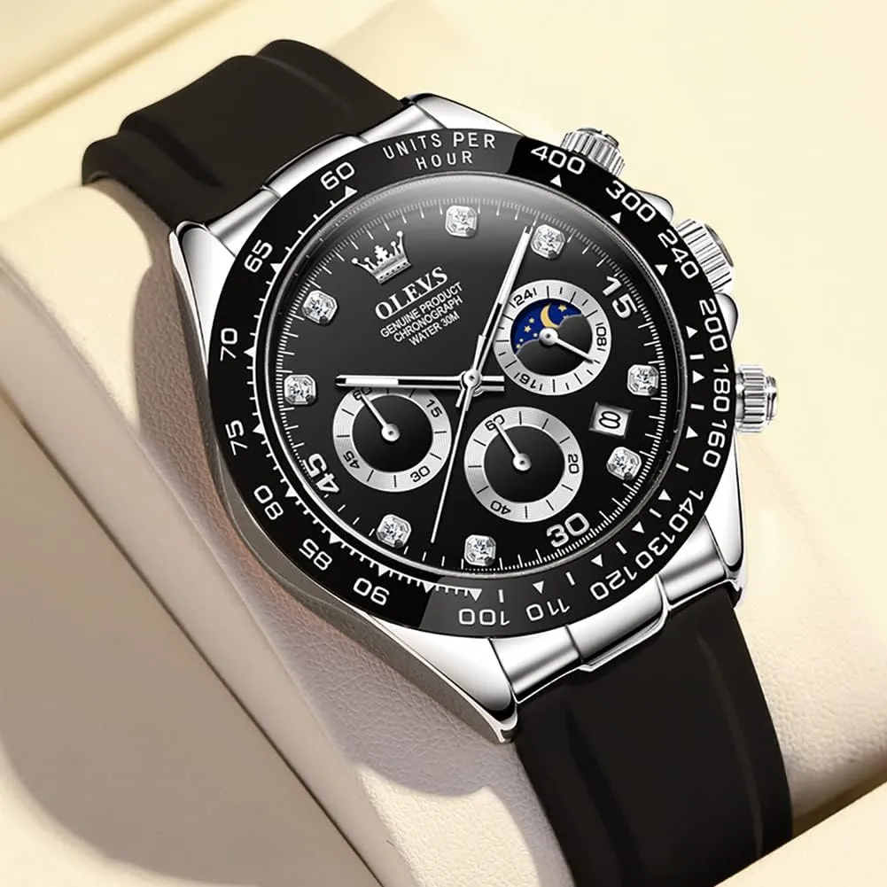Diamond Moon Phase Male Watch Chronograph Fashion Dress Waterproof Date Analog Waterproof device honor Men Wrist Watch OLEVS Watches for Men Business 