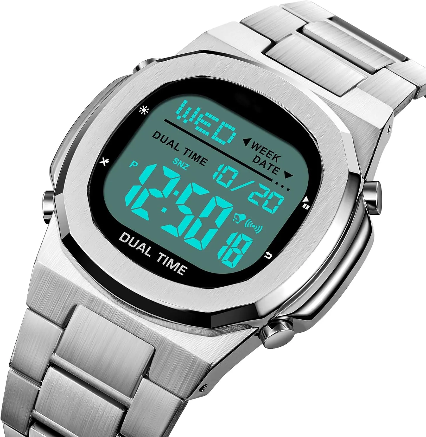 Digital Display Timing Stainless Steel Watch Reginald Men's Multifunctional Electronic Watch Outdoor Sports field trend robin shaper Watch LED Large 
