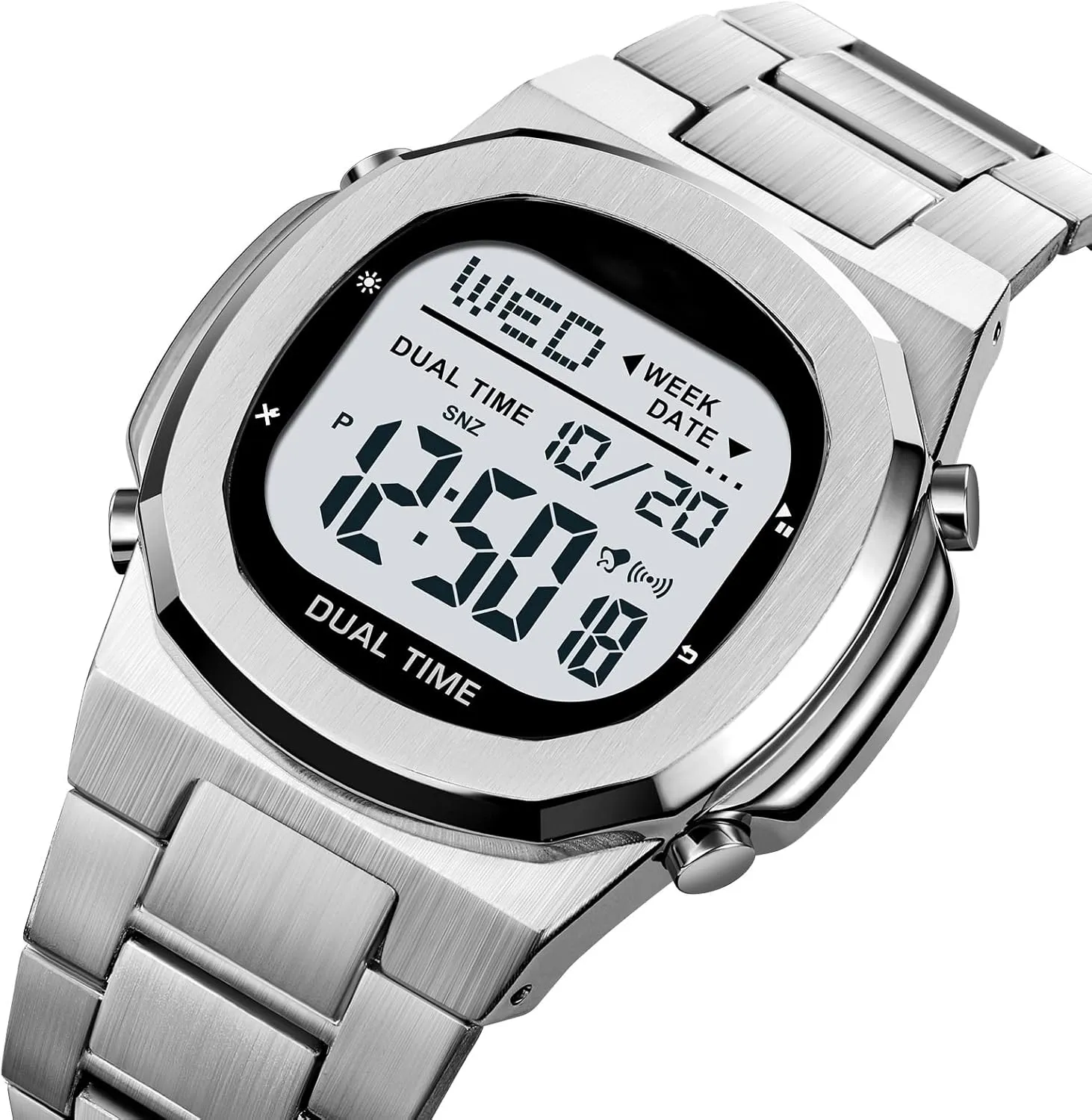 Digital Display Timing Stainless Steel Watch Reginald Men's Multifunctional Electronic Watch Outdoor Sports field trend robin shaper Watch LED Large 
