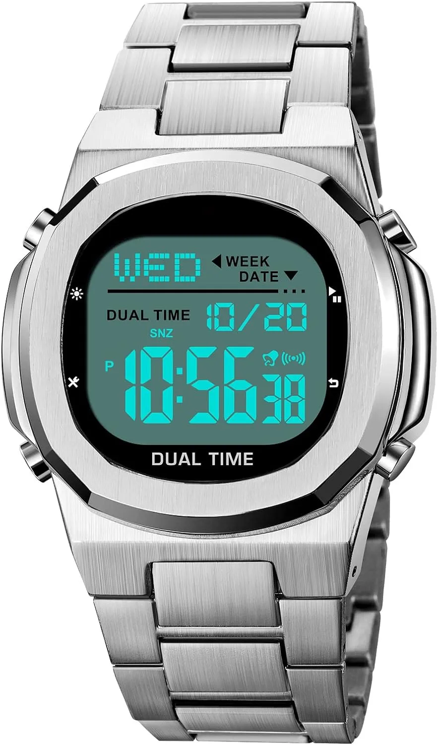 Digital Display Timing Stainless Steel Watch Reginald Men's Multifunctional Electronic Watch Outdoor Sports field trend robin shaper Watch LED Large 