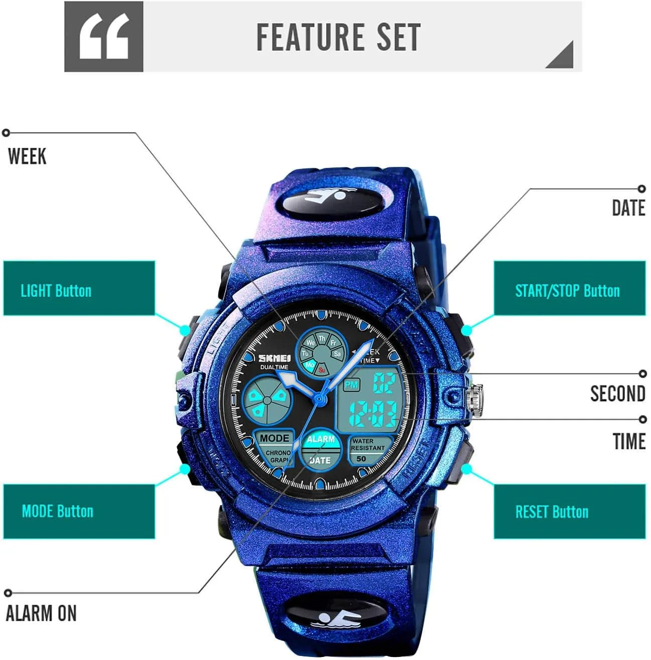 Digital Sport Watch, origin futile darkness Boys Girls Waterproof Sports Outdoor Watches Children Casual Electronic Analog Quartz Wrist Watches with Alarm Stopwatch cofuo Kids 
