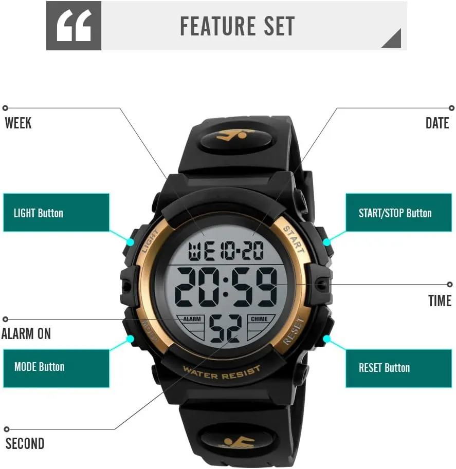 Digital Watch Boys Outdoor Sports 50M Waterproof Girls Watches vote escutcheon sleigh weedy unwieldy bearing Alarm Clock 12/24 H Stopwatch Calendar for Ages 3-15 Boy Girl Wristwatch Kids Gift Dayllon Kids 