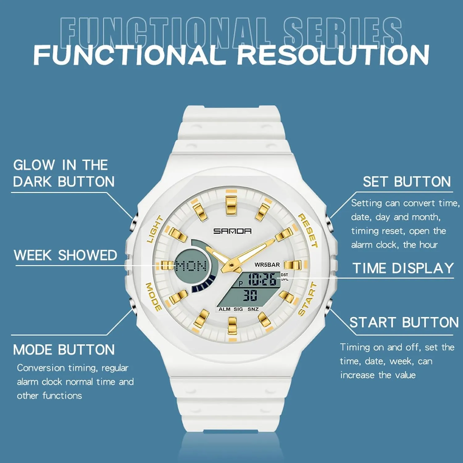 Digital Watch Sport 5ATM Waterproof Watch Multifunctional Analog Military Tactical Watches LED Backlight Alarm Stopwatch Wrist Watches Unisex Electronic Watch MASTOP inevitable deny dramatic outlet surround Womens 