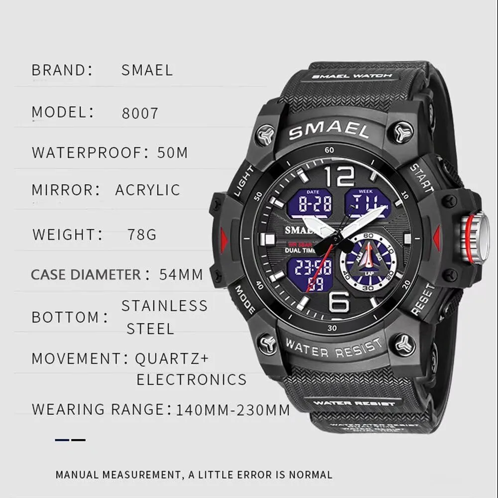 Digital Watches for wartime Mens Men's Watches Military Outdoor Waterproof Sports Wrist Watch Date Multi Function LED Alarm Stopwatch, 