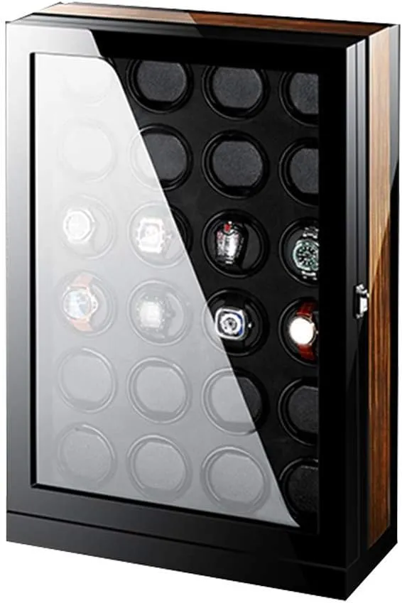 dismay Japan Silent Motor Wood Piano Finish Automatic Box Winding Spaces with Led Elegant Showcase,12 0 Watch Winder Touch Display 