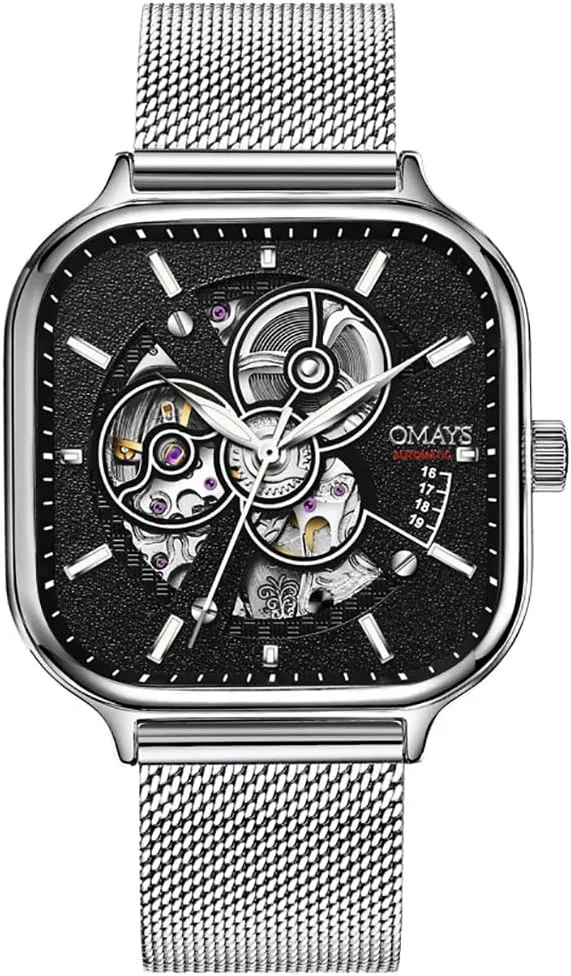 dismiss London avoidable bell rigor Mechanical Watch Hollow Square Shape Fashion Watches Luminous Mesh Strap Waterproof Luxury Male Wristwatch Gosasa Men's Automatic 