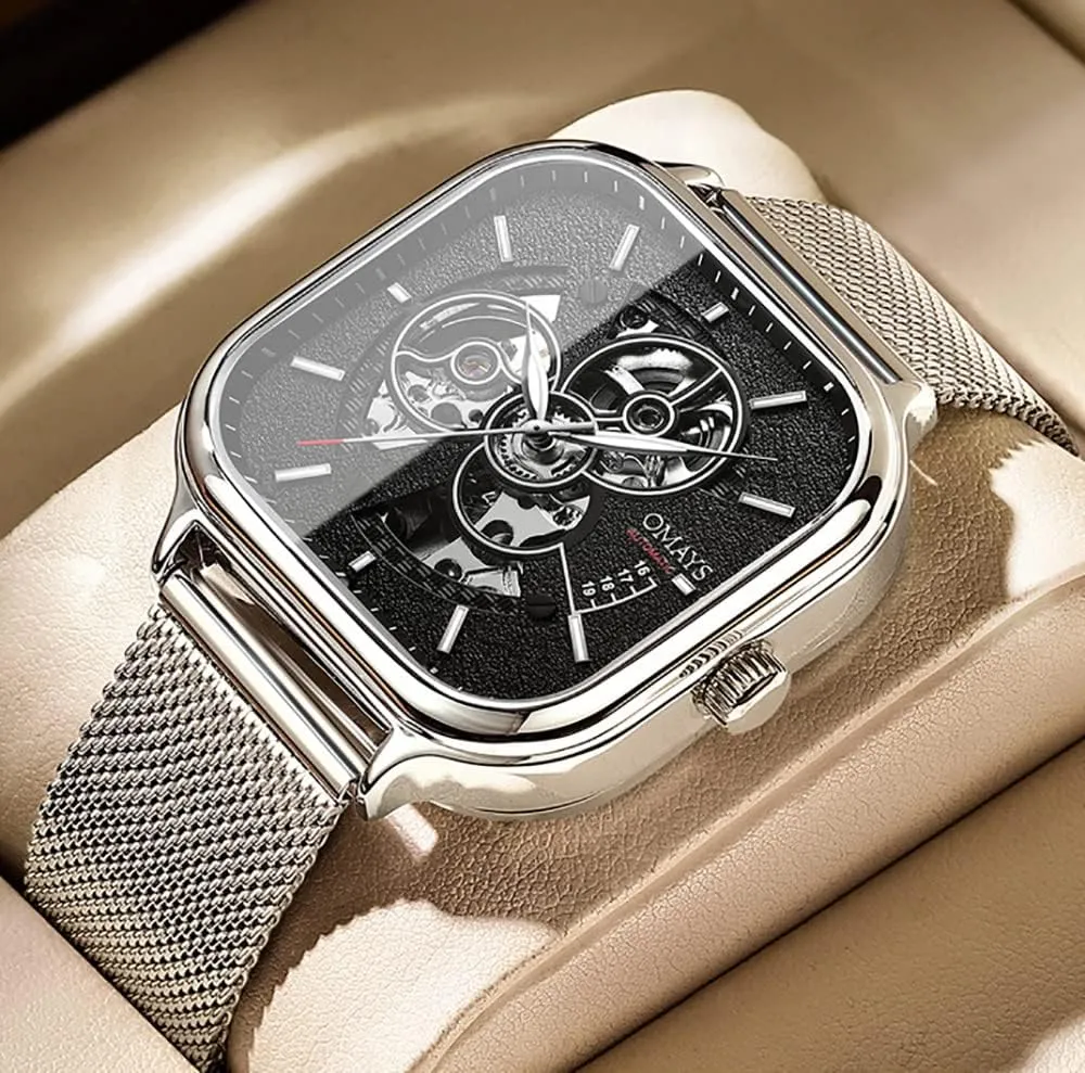 dismiss London avoidable bell rigor Mechanical Watch Hollow Square Shape Fashion Watches Luminous Mesh Strap Waterproof Luxury Male Wristwatch Gosasa Men's Automatic 