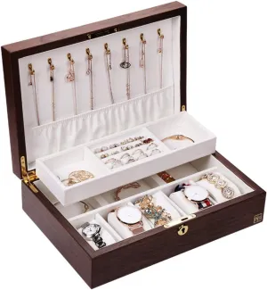 Display Boxes, Save Space Multifunctional Display Cabinet 5 Watch Slots with Removable Dedicated Fannel Pillows, High-Grade Wooden Storage Boxes, magma Watches, Jewelry, Necklaces, Ring 