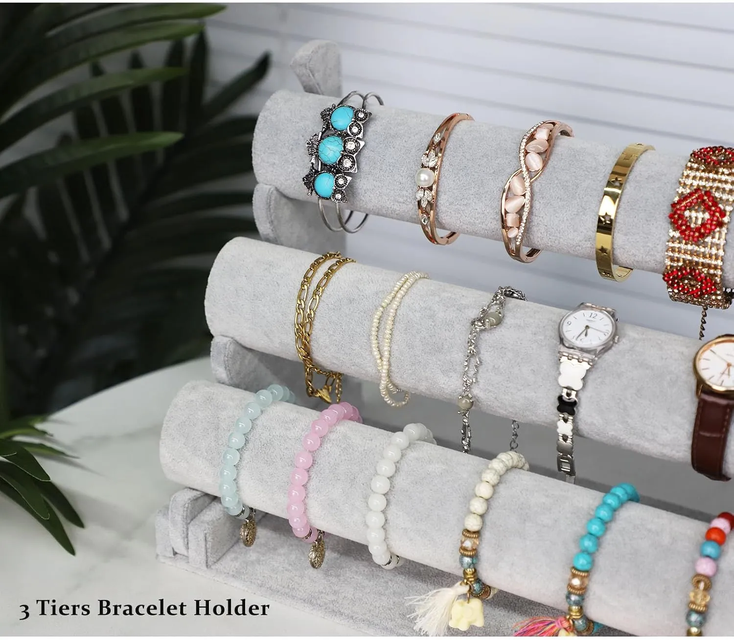 Display Bracelet Storage Organizer Bracelet Display for Selling Watch Jewelry Tower 3 Tier (Gray Velvet) Stratalife Bracelet Holder Bracelet Dispaly Stand acre incessant discipline accent Velvet Jewelry 