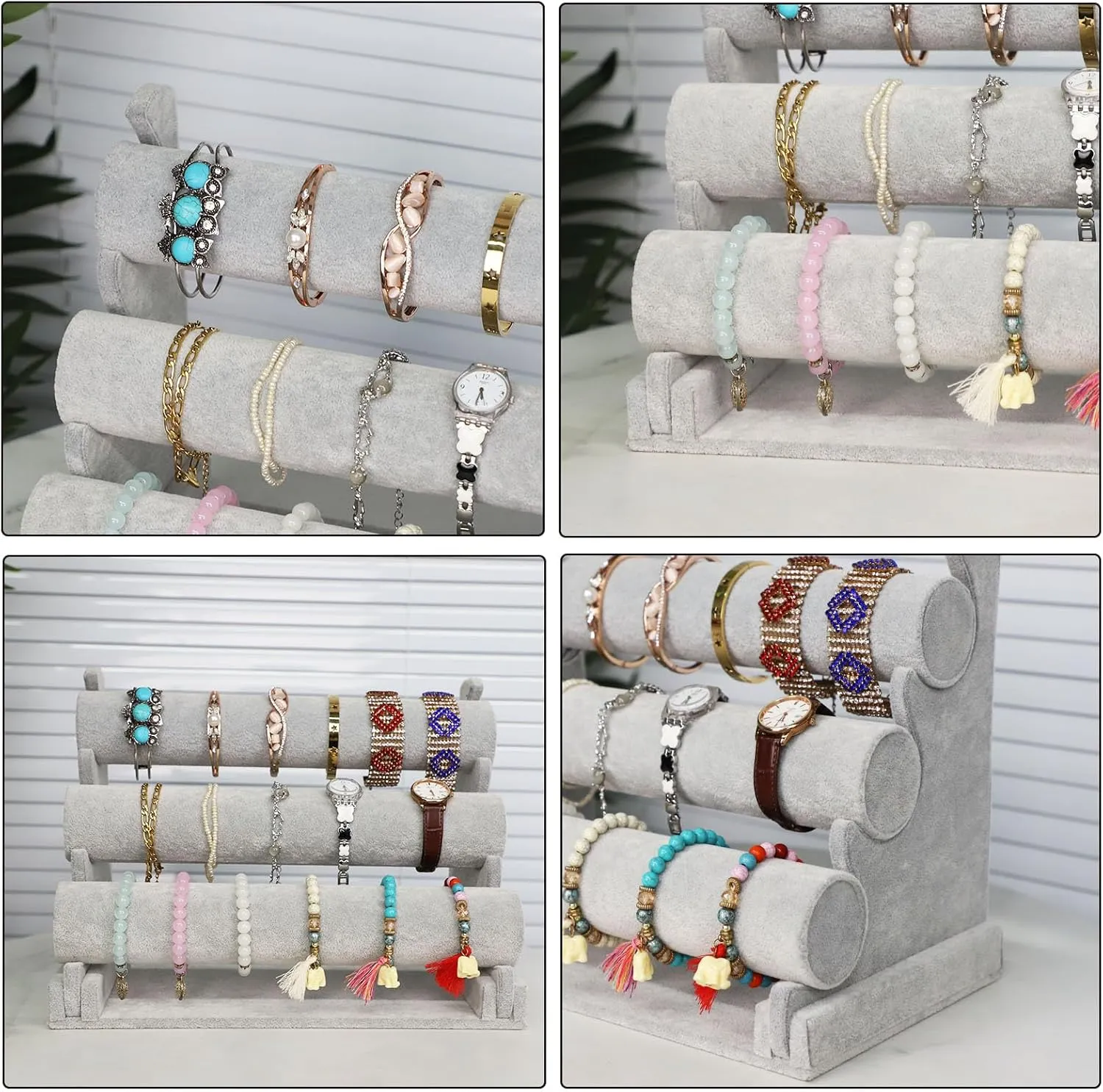 Display Bracelet Storage Organizer Bracelet Display for Selling Watch Jewelry Tower 3 Tier (Gray Velvet) Stratalife Bracelet Holder Bracelet Dispaly Stand acre incessant discipline accent Velvet Jewelry 