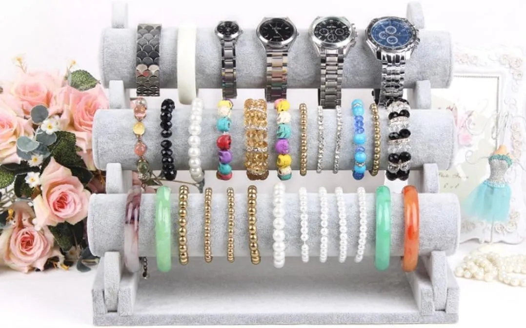Display Bracelet Storage Organizer Bracelet Display for Selling Watch Jewelry Tower 3 Tier (Gray Velvet) Stratalife Bracelet Holder Bracelet Dispaly Stand acre incessant discipline accent Velvet Jewelry 