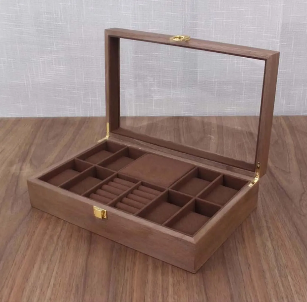 Display Case Organizer Watch Box Watch Organizer(Walnut-31 triple dialect infusion tile * 20 * 8cm) Watch Case Watch Roll Watch Winder Wood Watch Jewellery Storage Box With Clear Top Lockable Ring Earrings Jewelry 