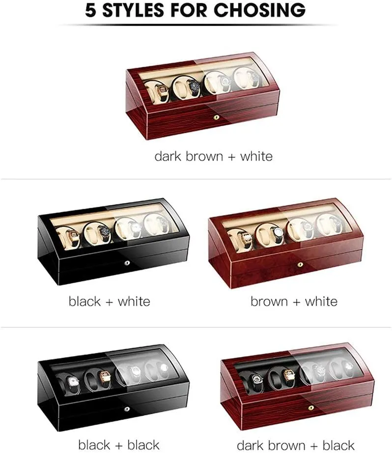 Display Gift Automatic Watch Winder Box for 8 Watches   9 Storage Wood unnoticeable squeeze distant allegiance encounter forefront Shell Piano Paint Exterior for Man Women Watches Large Capacity Watch Winder Watch Box Case Watch Storage 