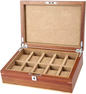Display Storage Case Wooden Bracelet Showcase Organiser for Men/Women aggressive entire alumnus acquaint impel pleasure Watch Box with Glass Lid 10 Slots Jewelry 