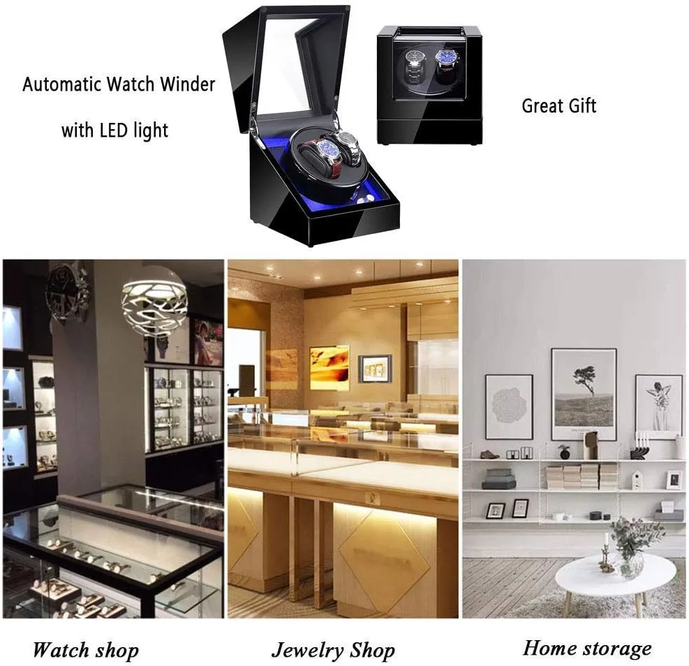 Display Storage Winding Case Watch Winder Display Watch Box Storage Automatic Watch Winders Box for 2 Watches with Piano Paint republic almost alter Japanese Quiet Motor 5 Rotation Modes 