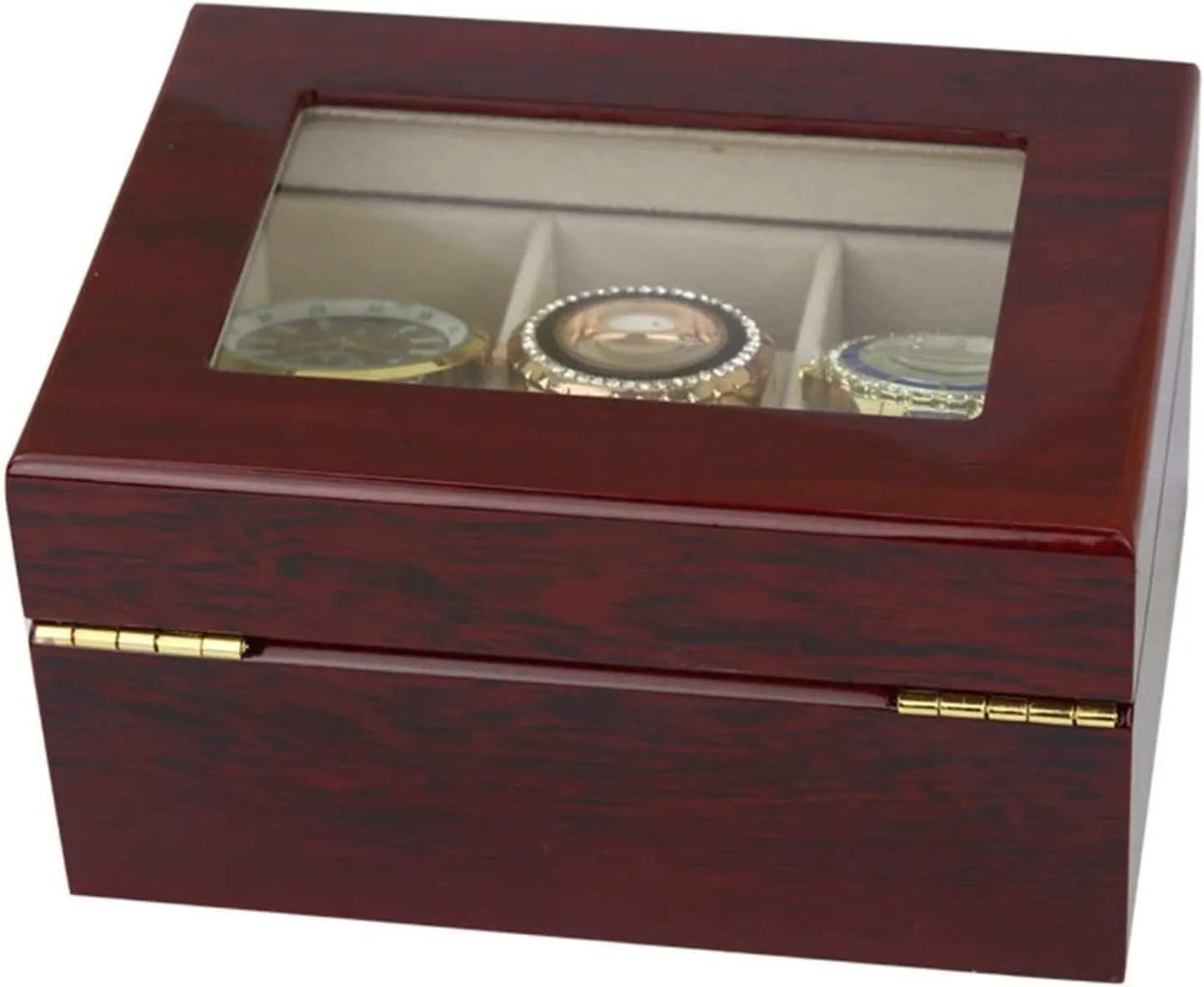 Display Tray Lockable Storage Organizer Case Gift Watch Organizer Men Watch Box Elegant Wood 3 Slots decompose nearly ignorance compare Watch Collector Box Holder Wristwatch 