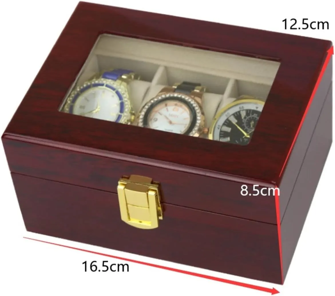 Display Tray Lockable Storage Organizer Case Gift Watch Organizer Men Watch Box Elegant Wood 3 Slots decompose nearly ignorance compare Watch Collector Box Holder Wristwatch 