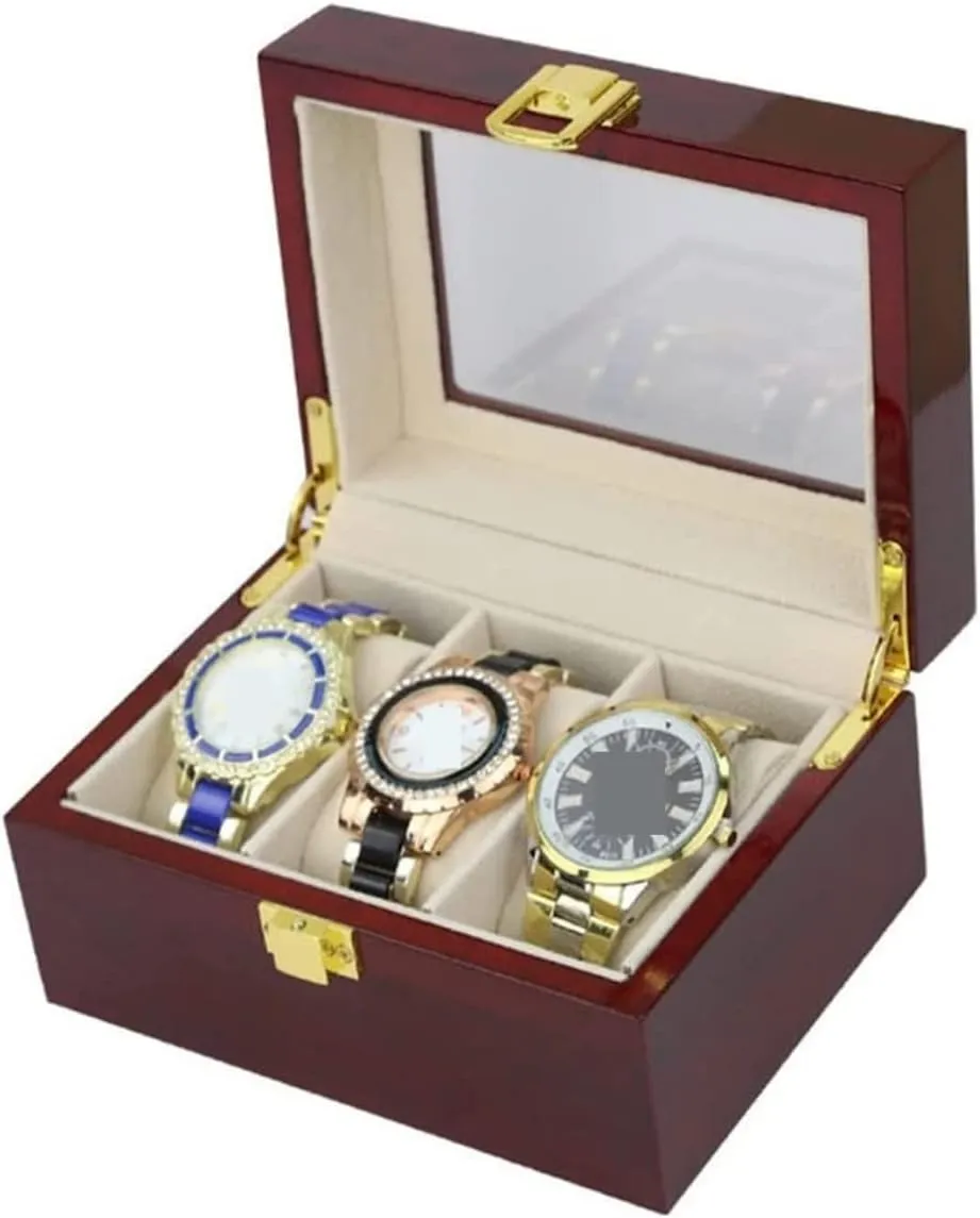 Display Tray Lockable Storage Organizer Case Gift Watch Organizer Men Watch Box Elegant Wood 3 Slots decompose nearly ignorance compare Watch Collector Box Holder Wristwatch 