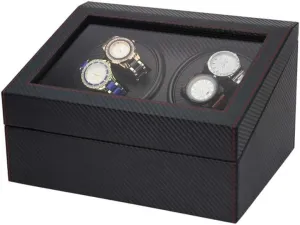 Display Watch Box roll spot Watch Storage Gift Black Watch Winder Box 4 6, with Silent Motor, in Wood Shell and PU Leather, Fit Lady and Man Automatic Watches Watch Winder 