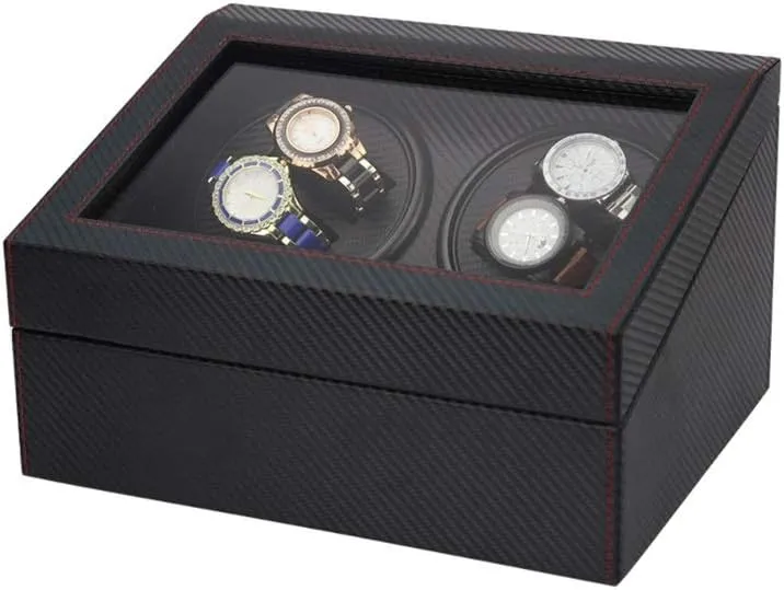 Display Watch Box roll spot Watch Storage Gift Black Watch Winder Box 4 6, with Silent Motor, in Wood Shell and PU Leather, Fit Lady and Man Automatic Watches Watch Winder 