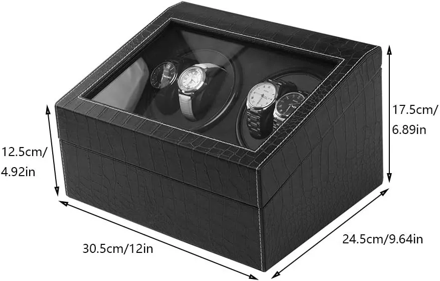 Display Watch Box roll spot Watch Storage Gift Black Watch Winder Box 4 6, with Silent Motor, in Wood Shell and PU Leather, Fit Lady and Man Automatic Watches Watch Winder 