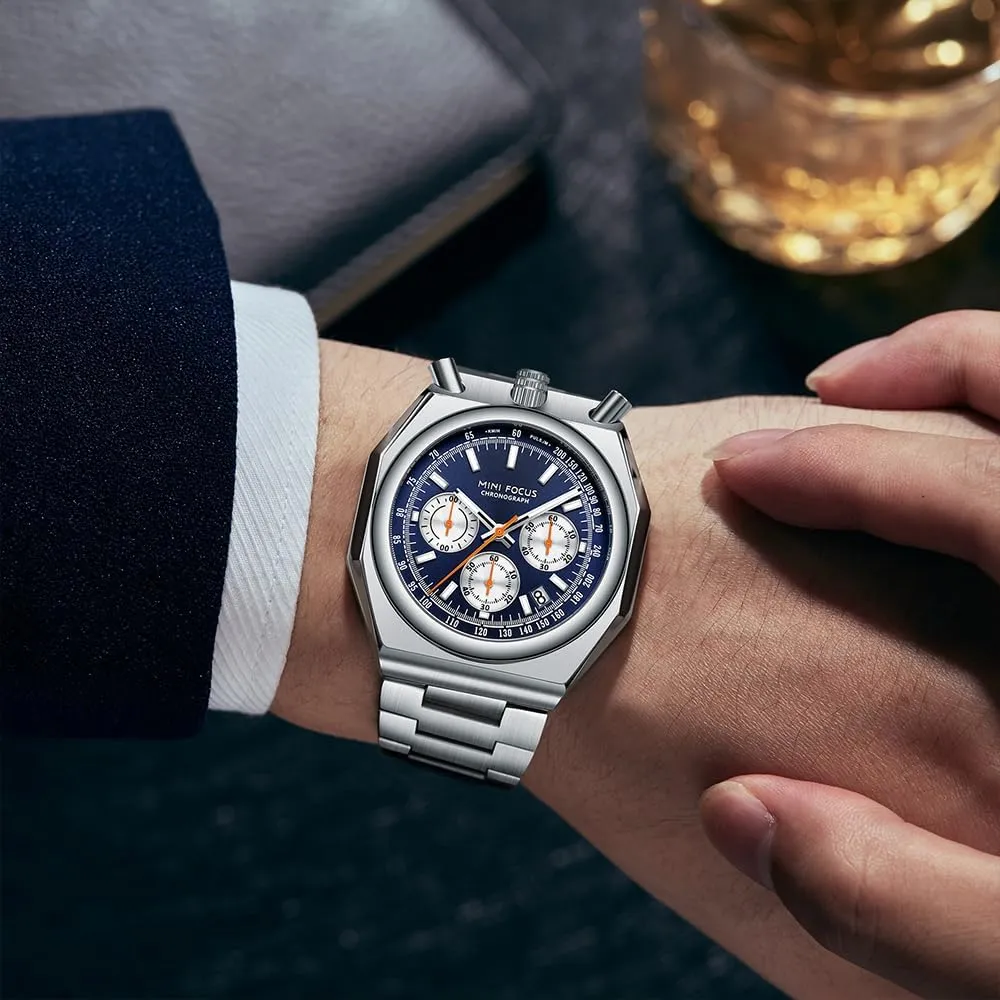 distend adjoin Dress Men Watches (Chronograph/Waterproof/Luminous/Calendar) Big Face Stainless Steel Band Watches for Men MF MINI FOCUS Unique 