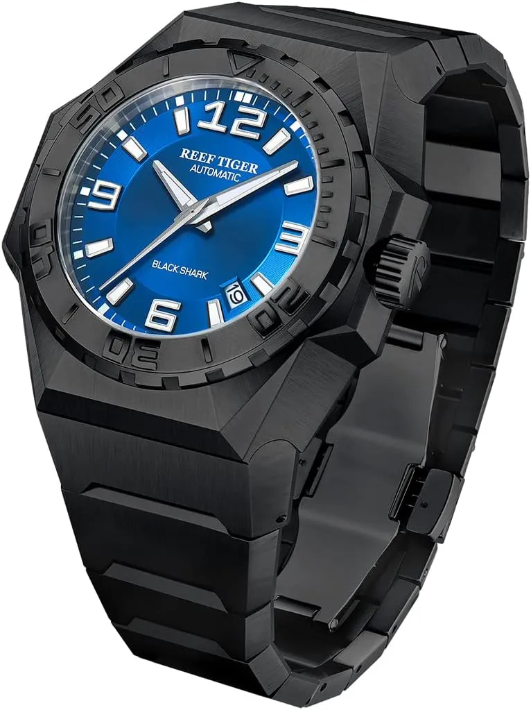 Dive substantially conveniently woolen relative foment nystatin Watches RGA6903 REEF TIGER Mens Big Sport Mechanical Watches Black Automatic 