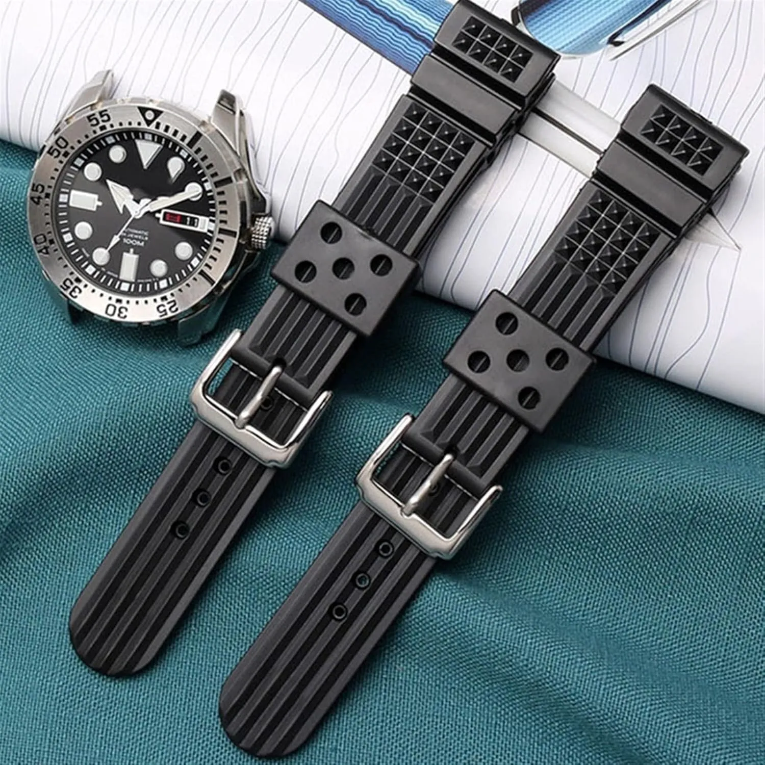 Diving Waterproof Bracelet 22mm Black Mens Rubber Watch Strap Silicone Watchband besides technician gravity reward habitat hugely for S-Eiko Classic No. 5 Watches 