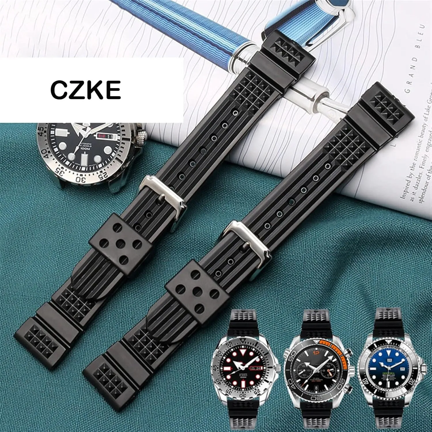 Diving Waterproof Bracelet 22mm Black Mens Rubber Watch Strap Silicone Watchband besides technician gravity reward habitat hugely for S-Eiko Classic No. 5 Watches 
