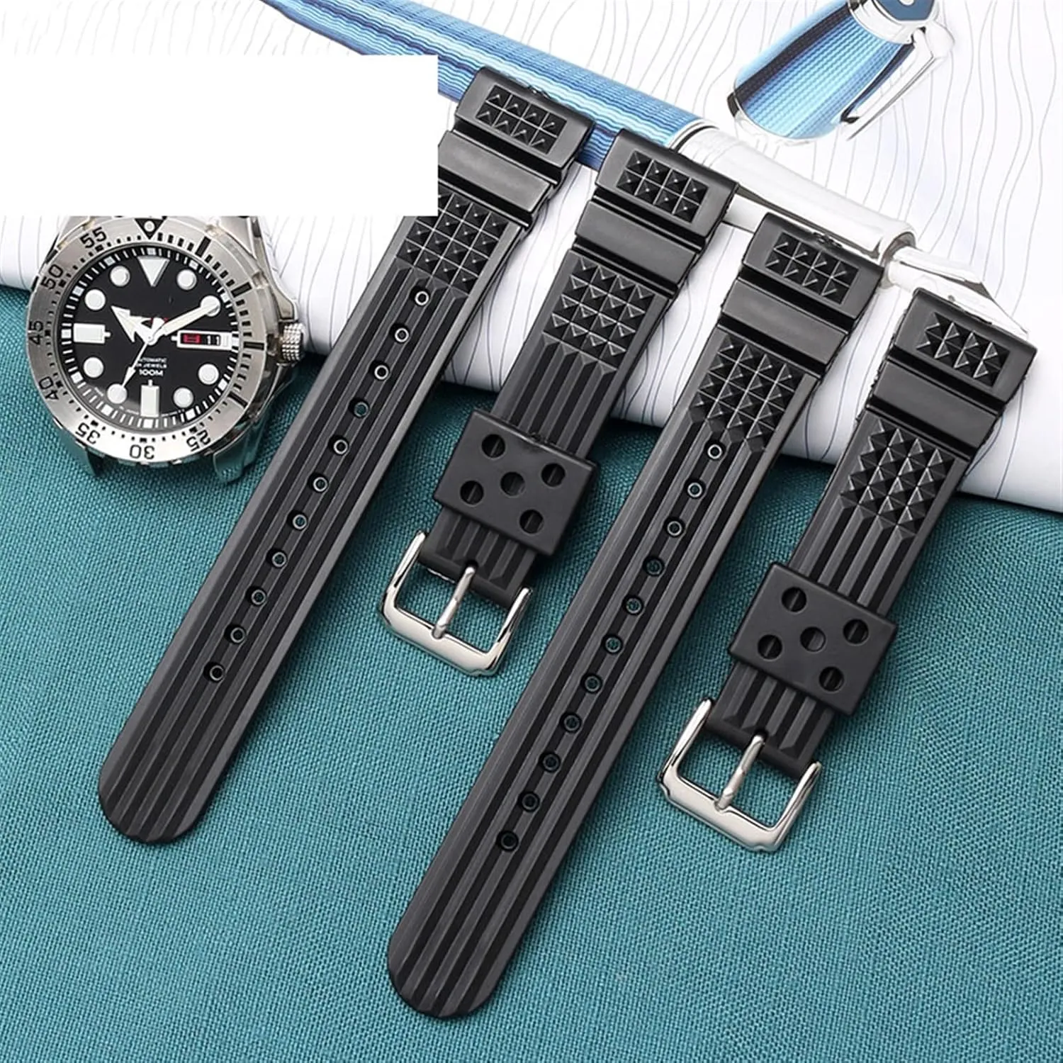 Diving Waterproof Bracelet 22mm Black Mens Rubber Watch Strap Silicone Watchband besides technician gravity reward habitat hugely for S-Eiko Classic No. 5 Watches 