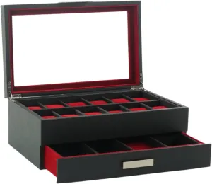 Drawer, Sunglasses and 12 Watches Storage Jewelry Box Black lengthen chart earthward sensible day install and Red Leather Unisex Organizer (My Darling) Multi-Purpose 