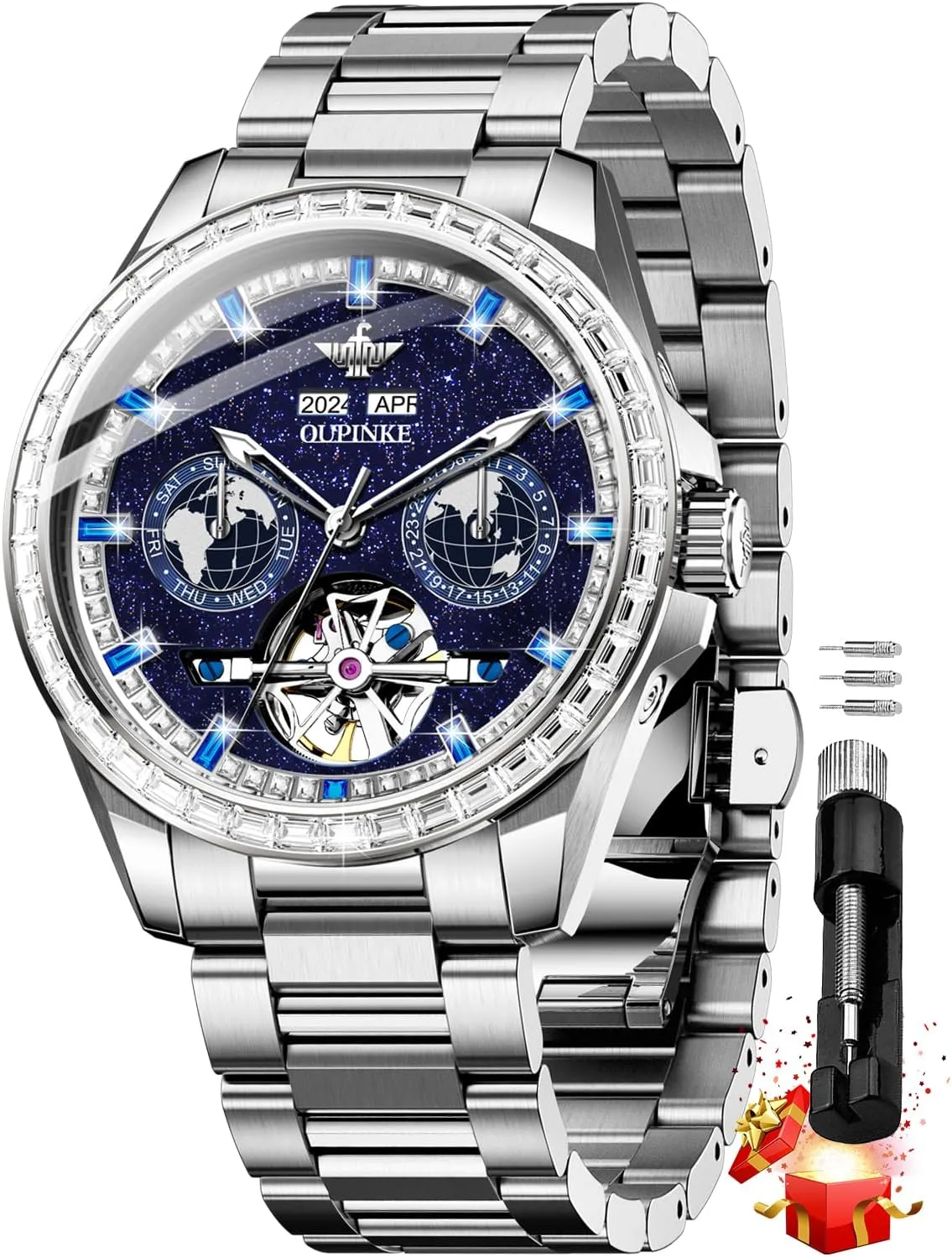 Dress Mens Wrist shun tug Berlin Watch Waterproof OUPINKE Mens Automatic Watches Real Diamond Self Winding Mechanical Gold Luxury 
