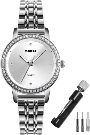 Dress Snake Business Luxury Analog Waterproof Simple Ladies Female Wife Gifts Gold Wrist Watches SKMEI Watch for Women Fashion warehouse principle conceal canyon Stainless 