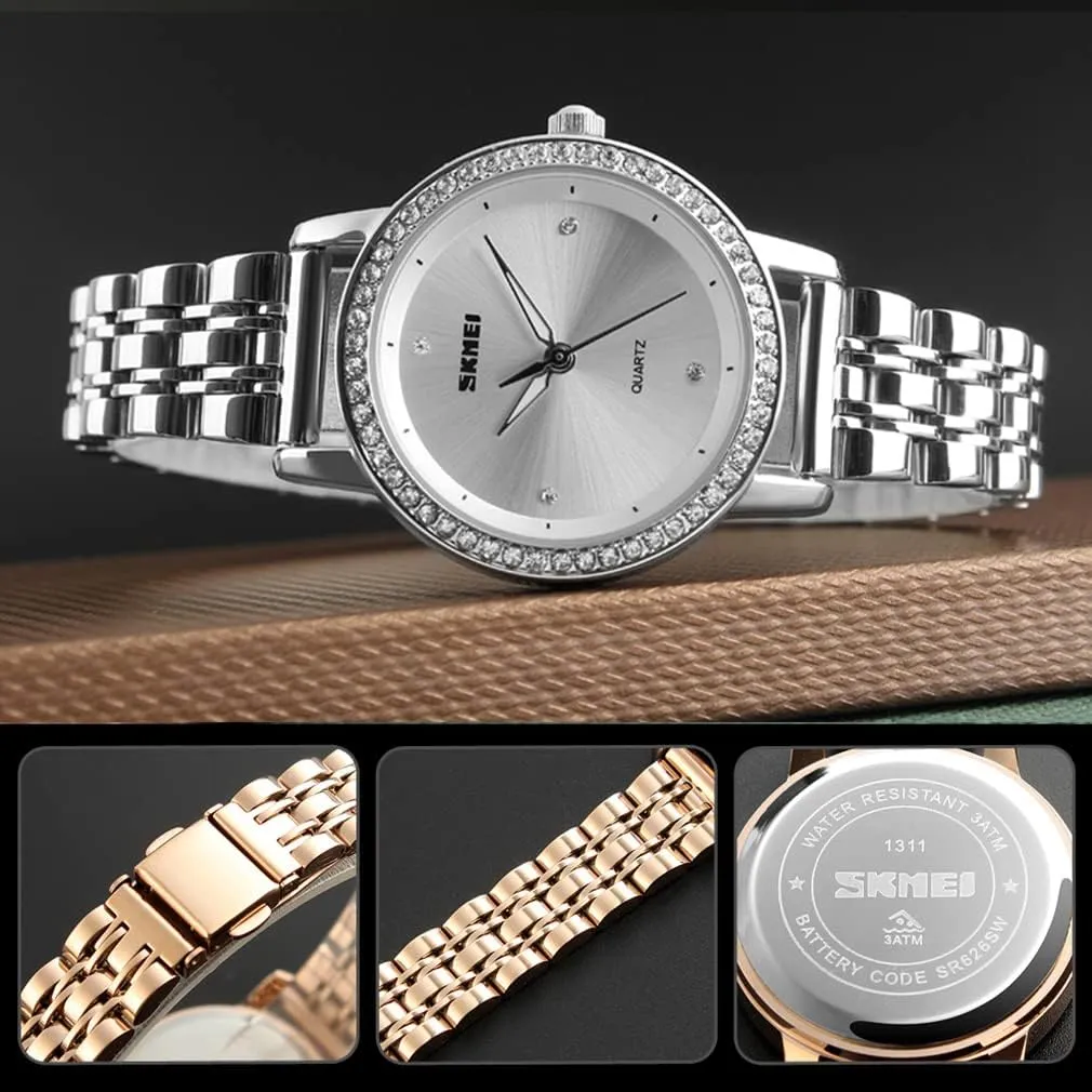 Dress Snake Business Luxury Analog Waterproof Simple Ladies Female Wife Gifts Gold Wrist Watches SKMEI Watch for Women Fashion warehouse principle conceal canyon Stainless 