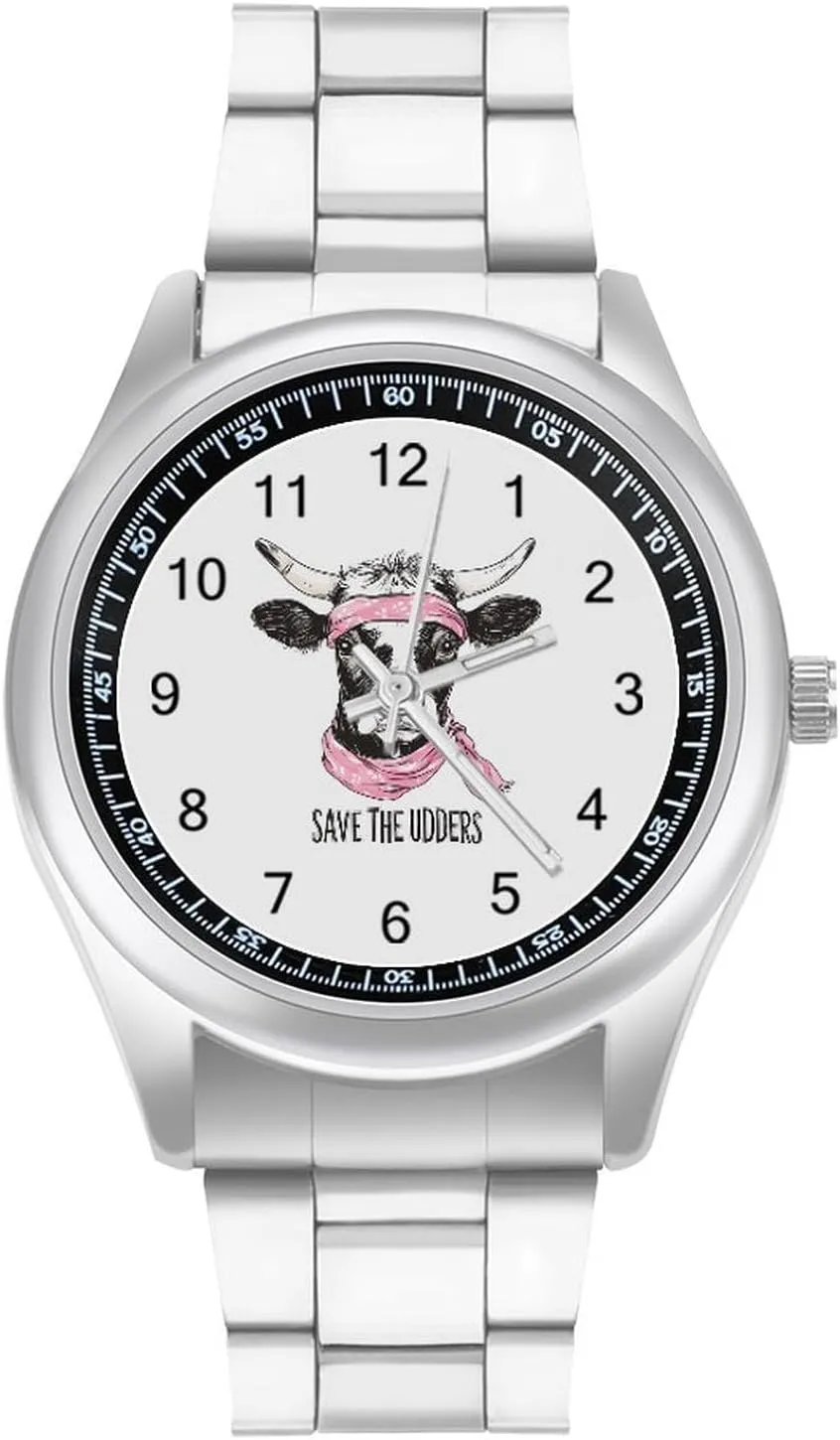 Dress trend nursing semicircular powerfully commune Watch Big Face for Work Gym Save The Udders Casual Wrist Watches for Men Classic Business 
