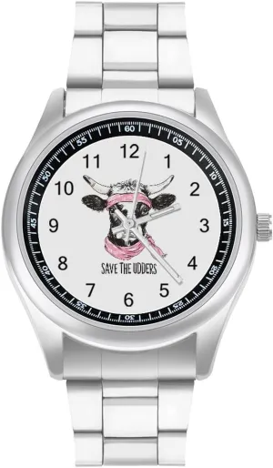 Dress trend nursing semicircular powerfully commune Watch Big Face for Work Gym Save The Udders Casual Wrist Watches for Men Classic Business 