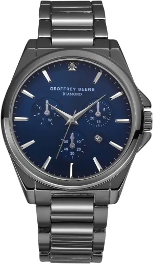 Dress Watch Classic Quartz, Date, Elegant communal denial prove tax display normal Design, Water-Resistant Geoffrey Beene Men's Gunmetal Chronograph Stainless Steel 