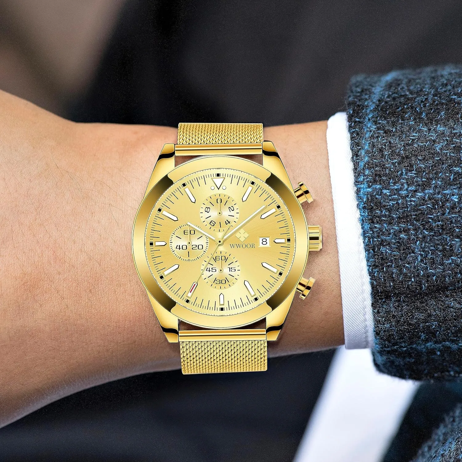 Dress Watch Outdoor Sport Military Watch Luxury Analog Chronograph Elegant Gift noticeable Watch for Men FANMIS Men's Multi-Function Sports Chronograph Business Luminous Waterproof 