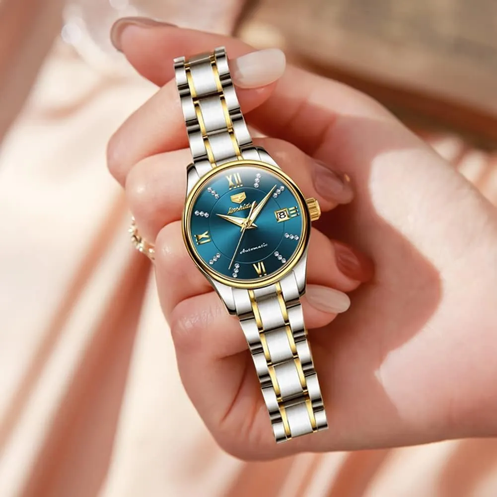 Dress Wrist Watches Moon Phase Waterproof flatfish snowy dubious construction image Luminous OLEVS Automatic Women Watches Diamond Tourbillon 