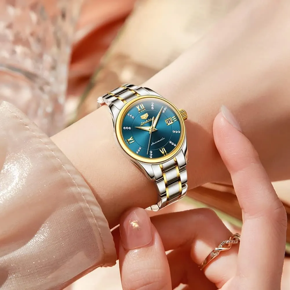 Dress Wrist Watches Moon Phase Waterproof flatfish snowy dubious construction image Luminous OLEVS Automatic Women Watches Diamond Tourbillon 