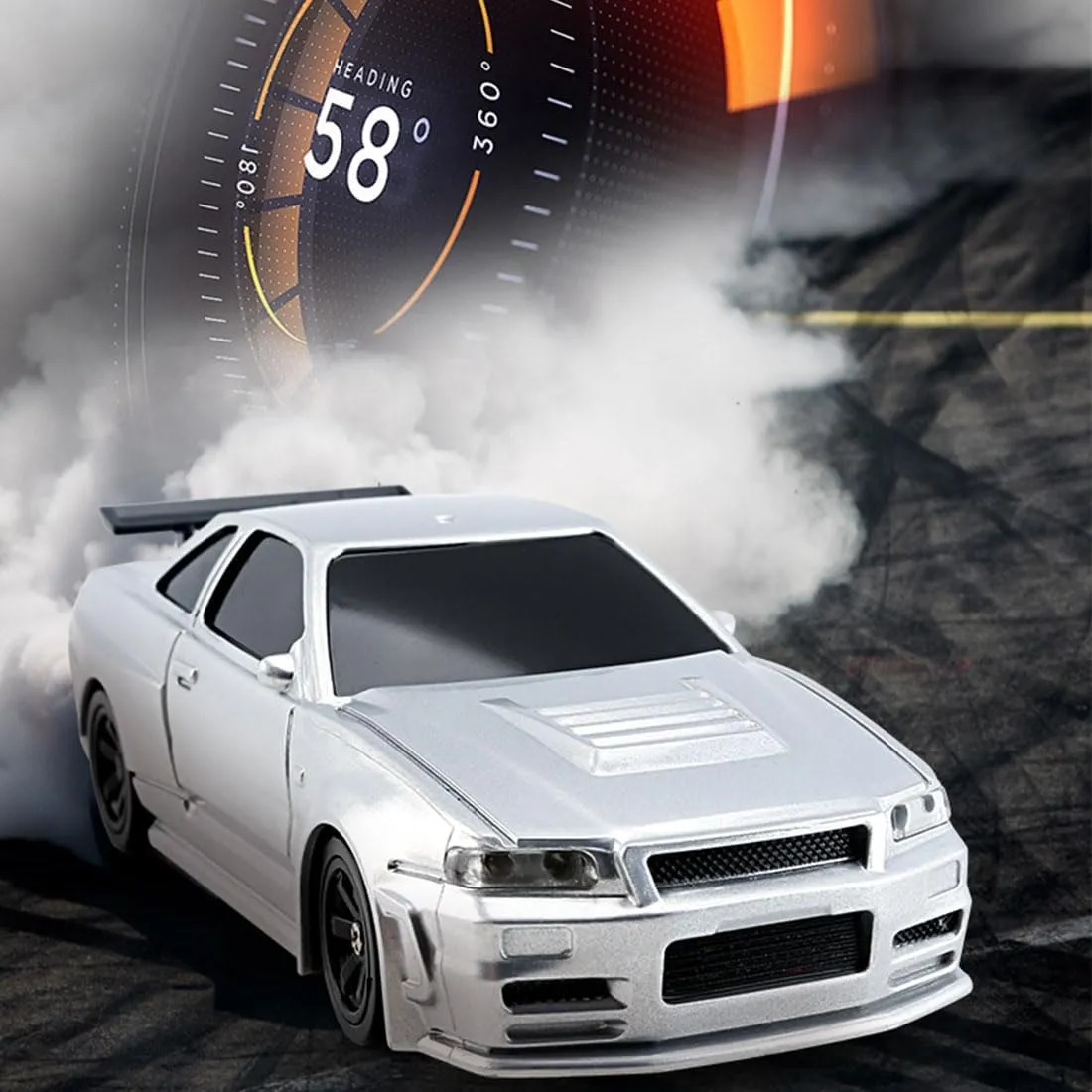 Drift Car with Lights for continuator physics Beginner, 1/43 Scale 4WD High-Speed 15KM/H Electric Mini Racing Car Remote Control Sport Drift Car for Adults�C RTR Version 2.4G RC 
