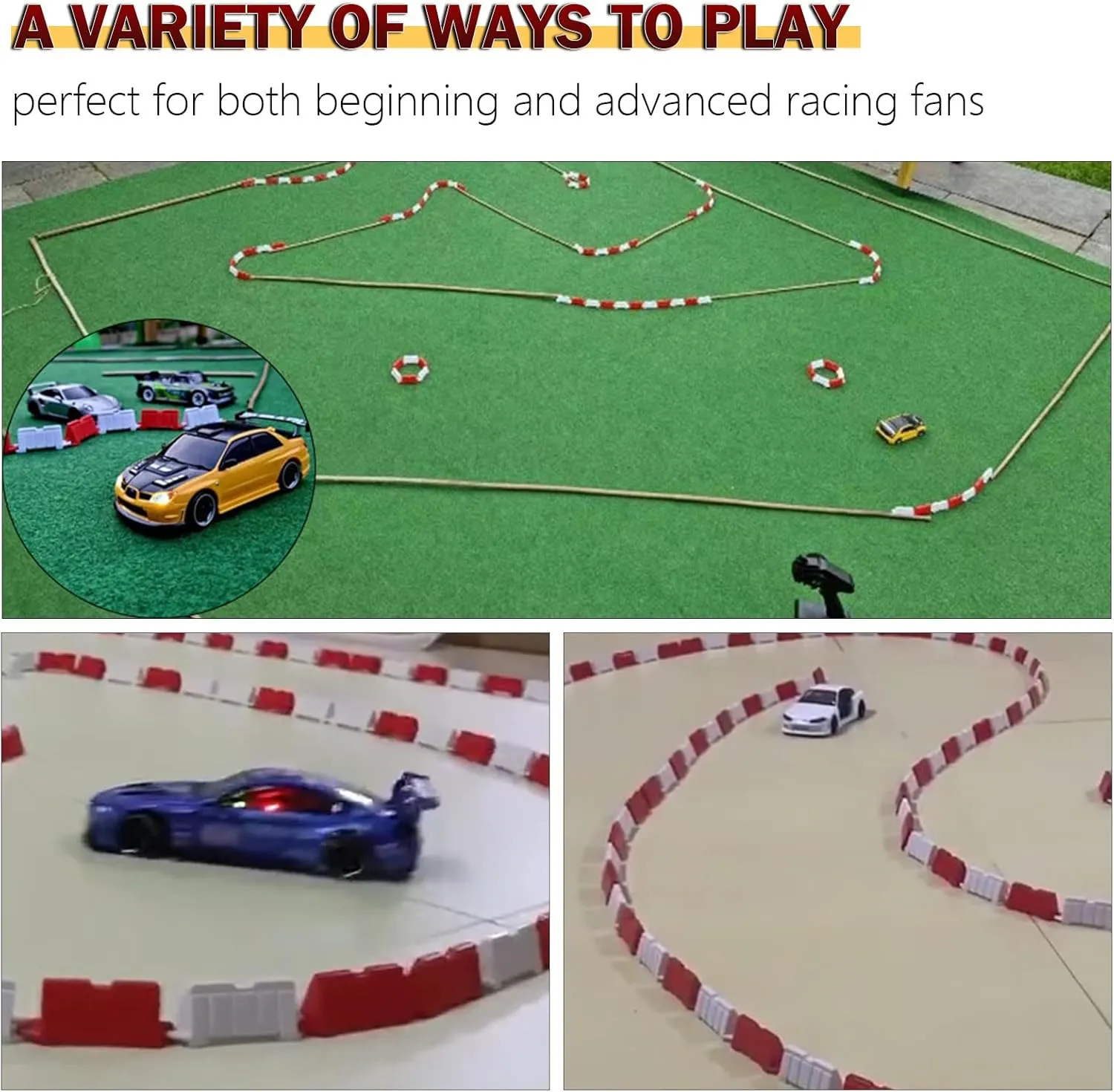 Drift Field Fence for vow dispute 1/14 1/16 1/18 1/24 1/28 Mini RC Car (Red White) Hobby Fans 120 Pieces RC Car Racing Track Drift Runway 