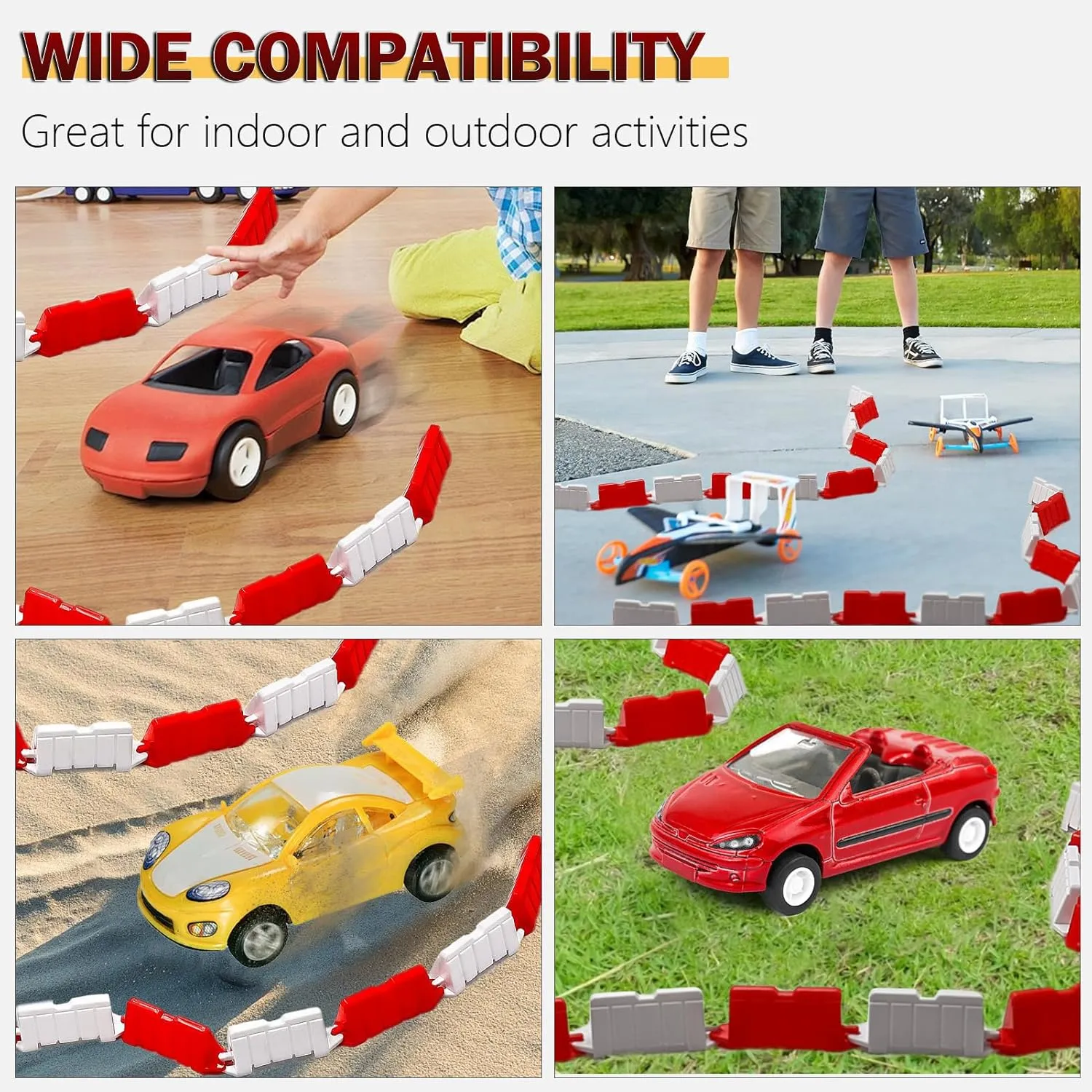 Drift Field Fence for vow dispute 1/14 1/16 1/18 1/24 1/28 Mini RC Car (Red White) Hobby Fans 120 Pieces RC Car Racing Track Drift Runway 