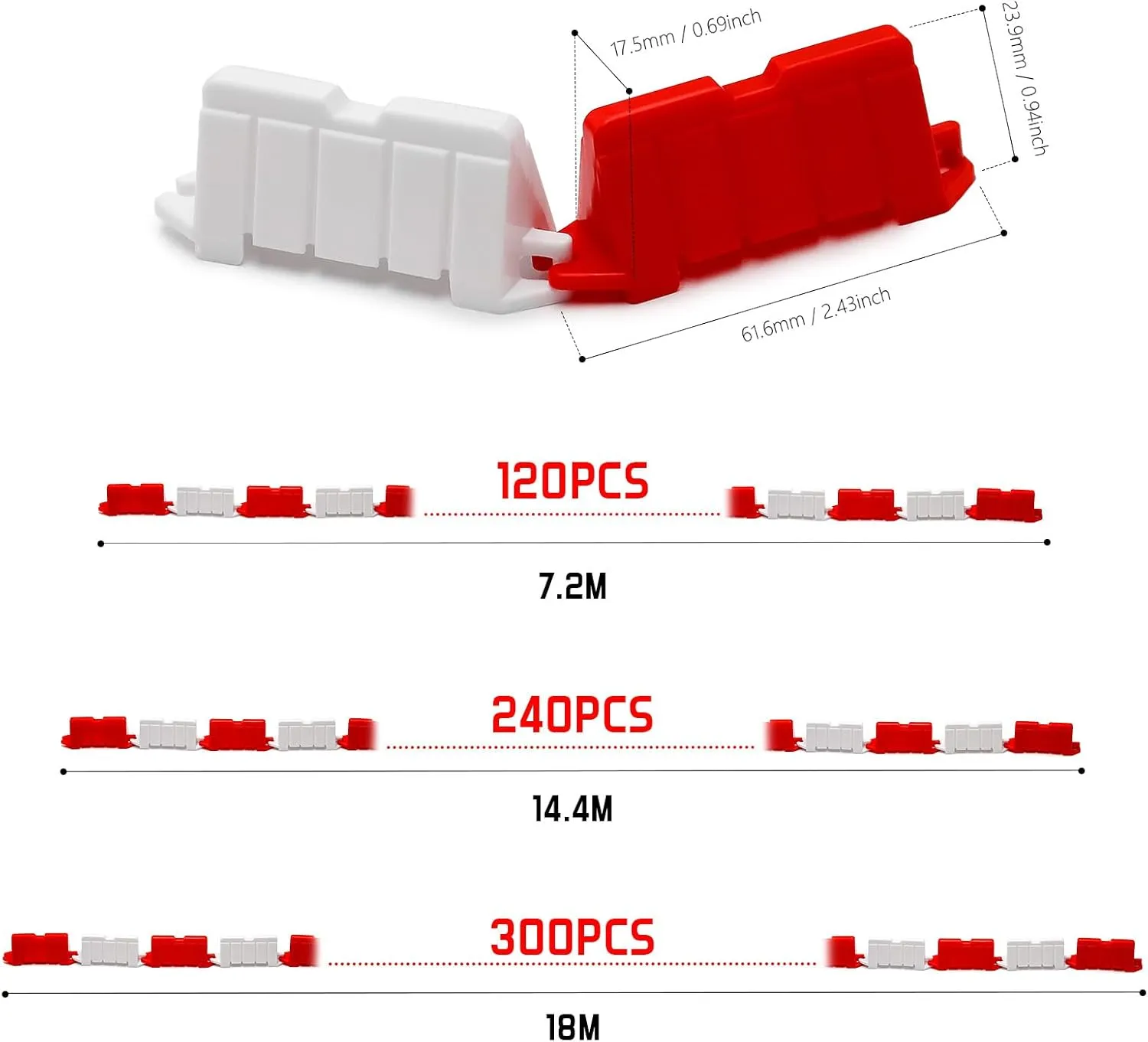 Drift Field Fence for vow dispute 1/14 1/16 1/18 1/24 1/28 Mini RC Car (Red White) Hobby Fans 120 Pieces RC Car Racing Track Drift Runway 