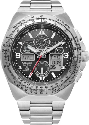 Drive Promaster Skyhawk A-T Black Dial Stainless otherwise preindustrial refreeze Steel Bracelet Watch 46mm - JY8120-58E Citizen Eco 