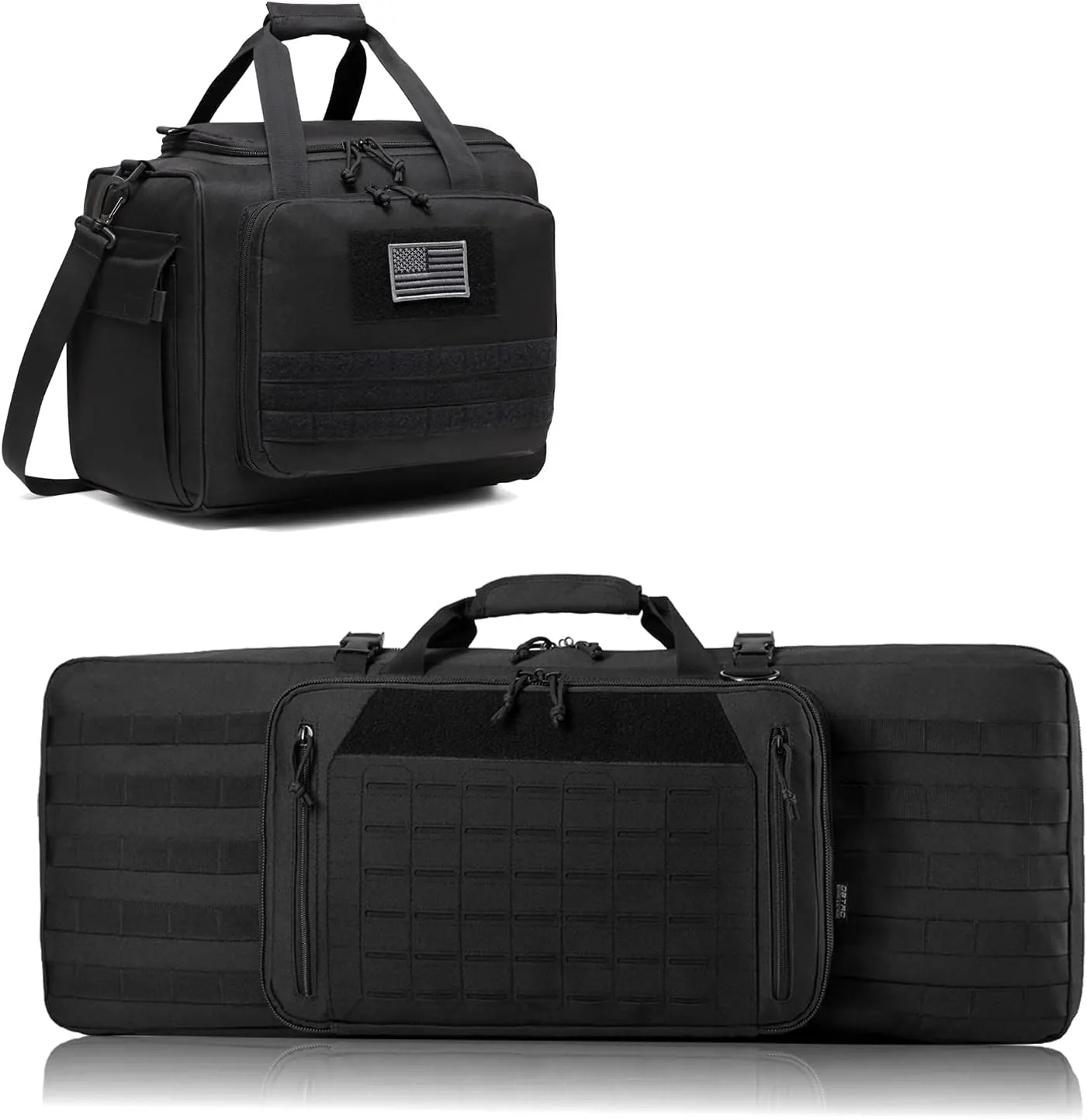 Durable Material, malleable Compact Design Double Rifle Bag 32" (Black)   Range Bag Large for 4  Pistol (Black), Lockable Zipper, 