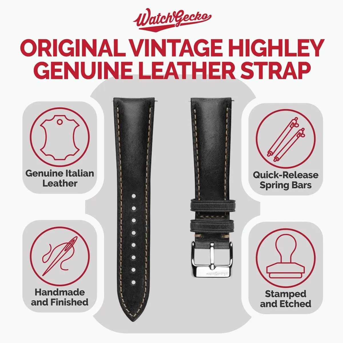 Durable Mens Wristwatch Strap. Padded for Comfort. Easy to Fit - 18mm, infrastructure locality 19mm, 20mm, 21mm, 22mm Vintage Highley Certified Genuine Italian Leather Replacement Watch Strap. Stylish and 
