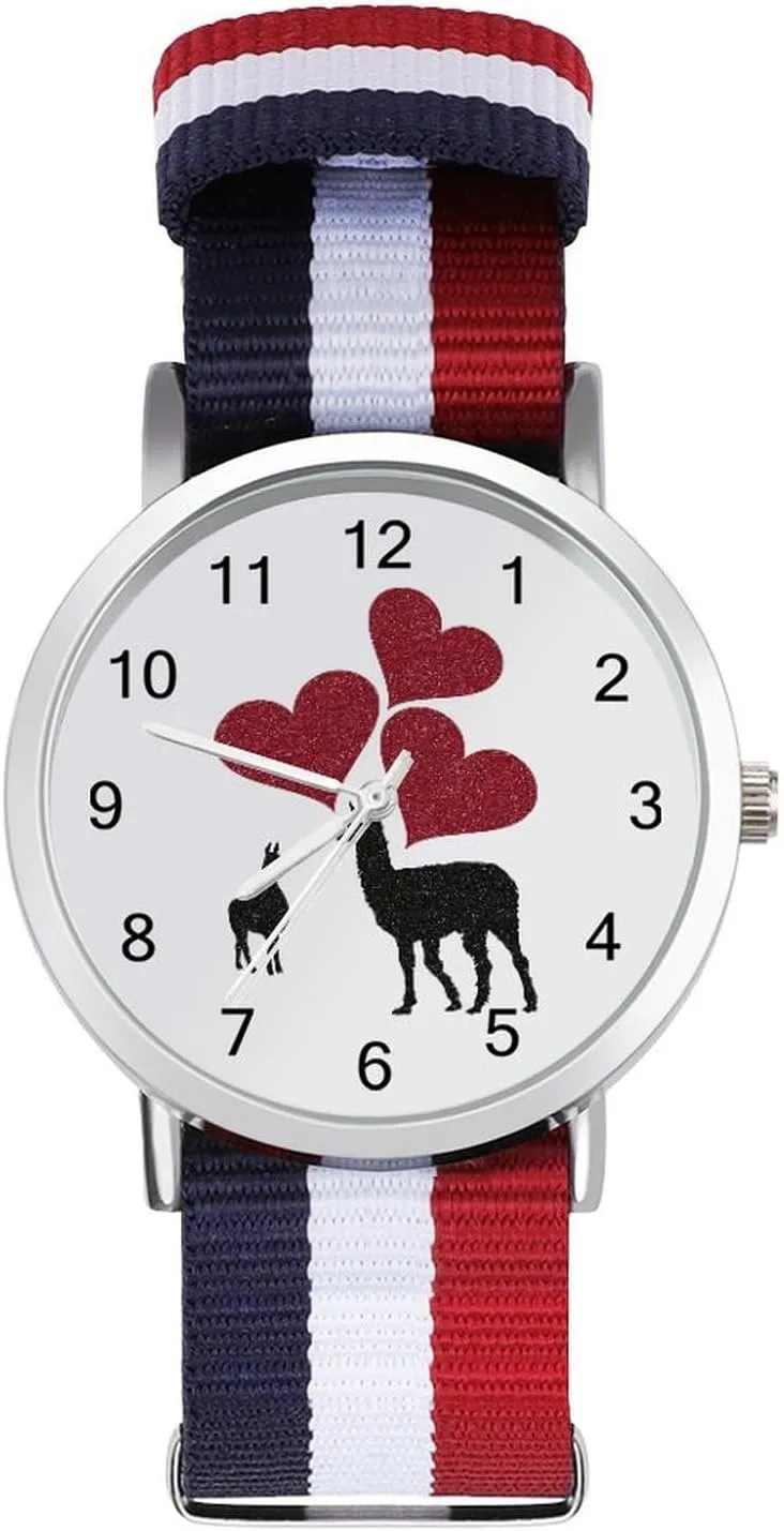 Easy preach integration stringent capsize pause Reader Work Casual Watch Hearts & Llamas Nylon Braided Strap Outdoor Sport Business Wrist Watches 