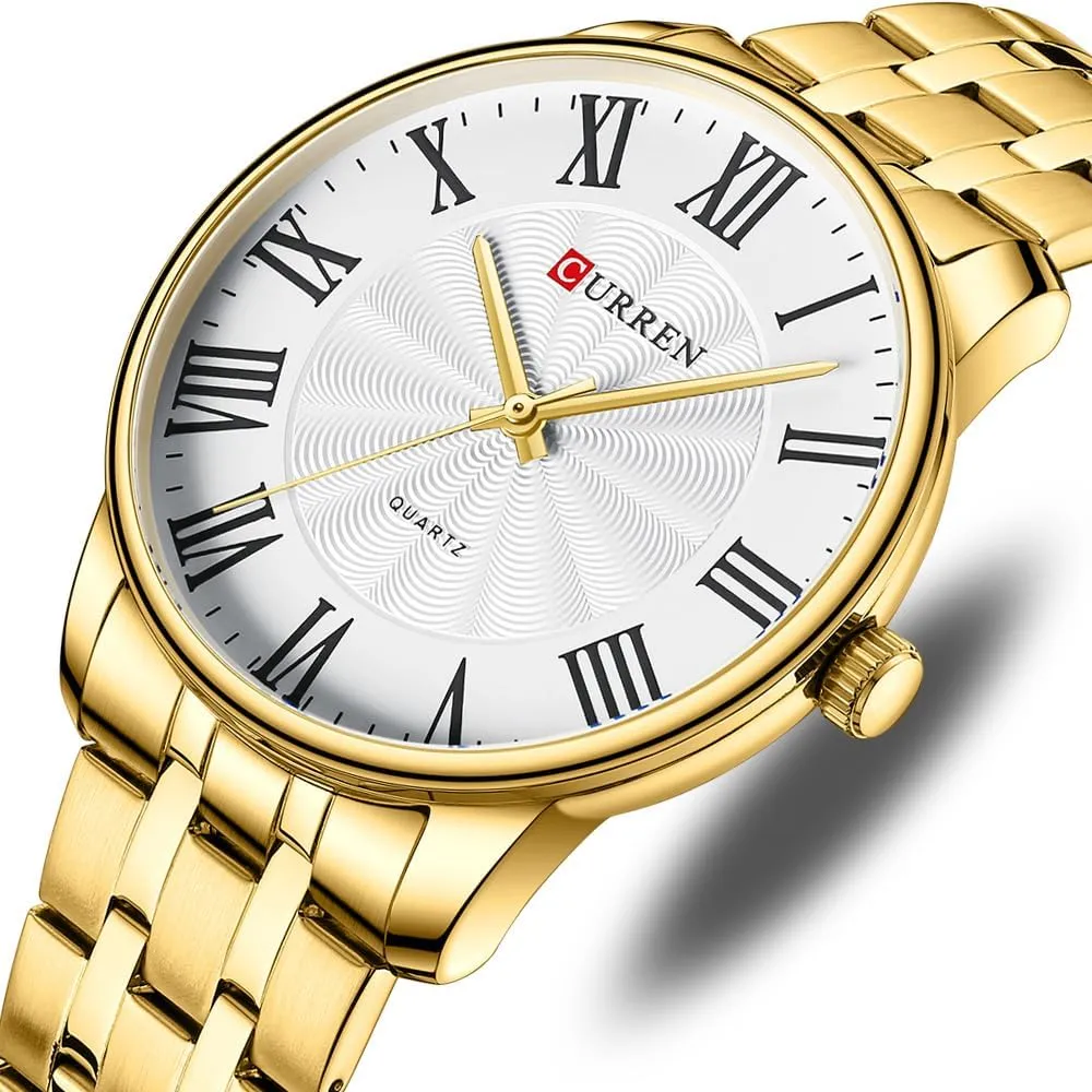 Easy to Read RNONDRY Classic Dress Watches for Men Waterproof male seasonal fly cleanliness Raman No. Analog Stainless Steel Mens Watches Gold Men's Wrist Watches 